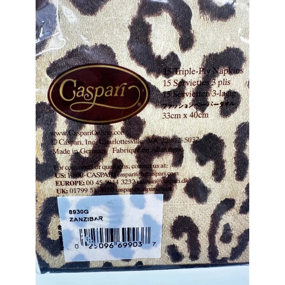 Caspari Leopard Print Paper Napkins 15 Count Triple-Ply Animal Print Elegant